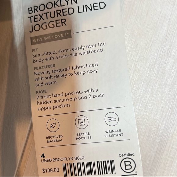 WINTER BLOWOUT Athleta Brooklyn Lined Textured Jogger size 4 NWT black - Picture 4 of 5